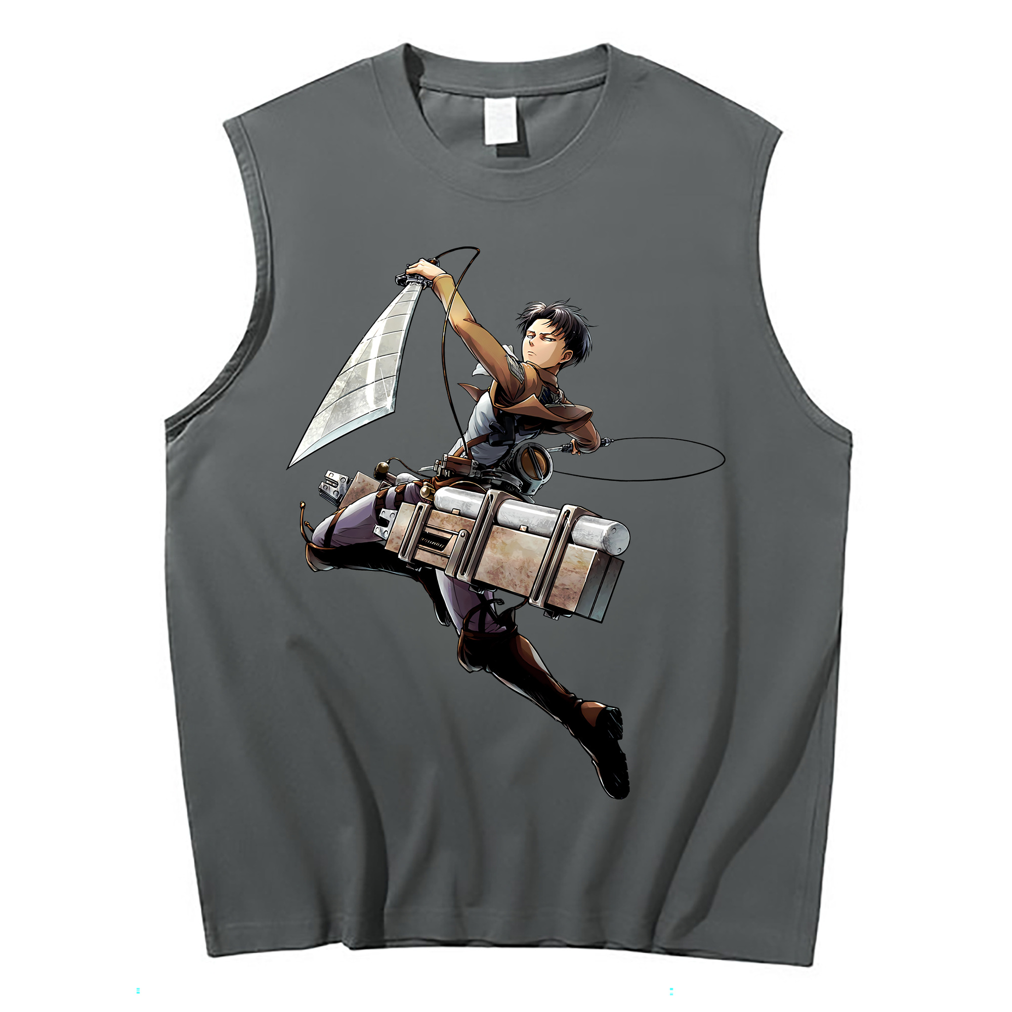 （画像用） 進撃の巨人 リヴァイ·アッカーマン Attack on Titan Levi Ackerman コットン100％タンクトップ（フロントプリント）